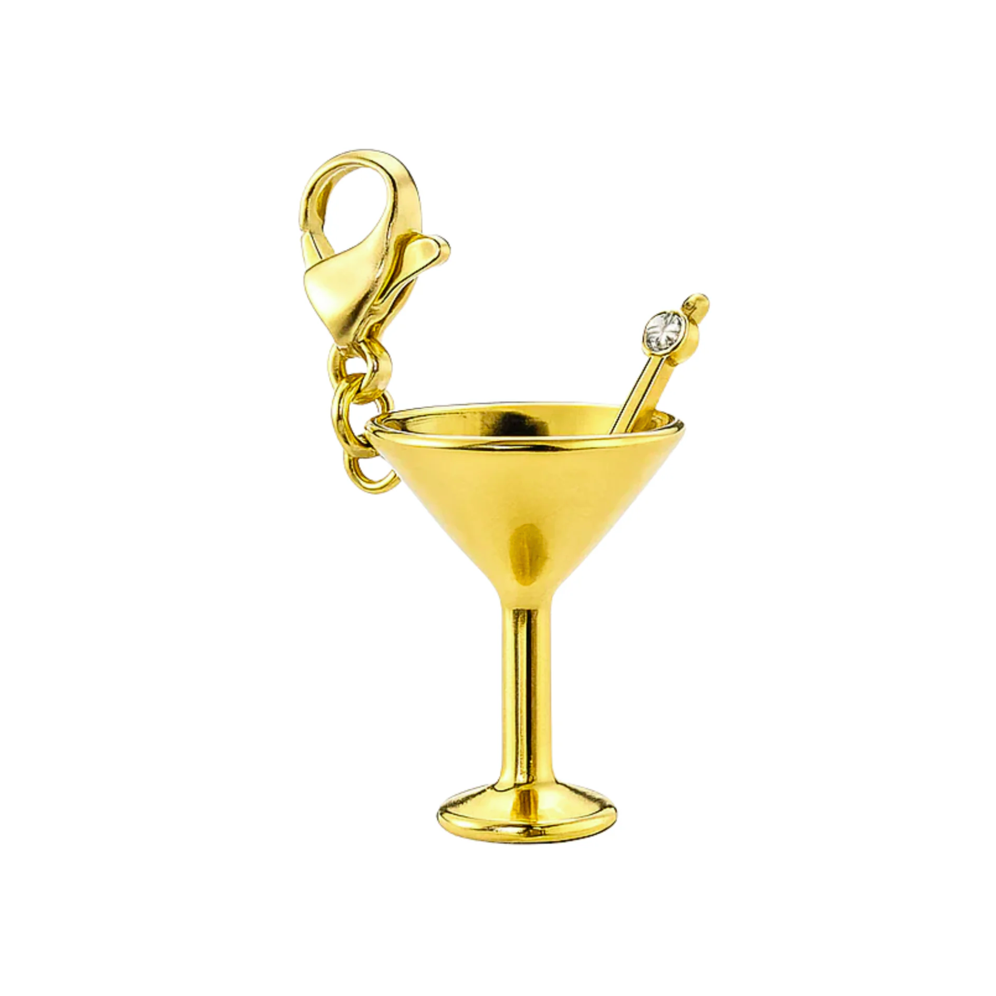 Goldener Cocktail Charm vor weißem Hintergrund