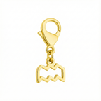 Aquarius zodiac charm in 18k gold featuring the original GLIIM clip, centered on a bright white background.