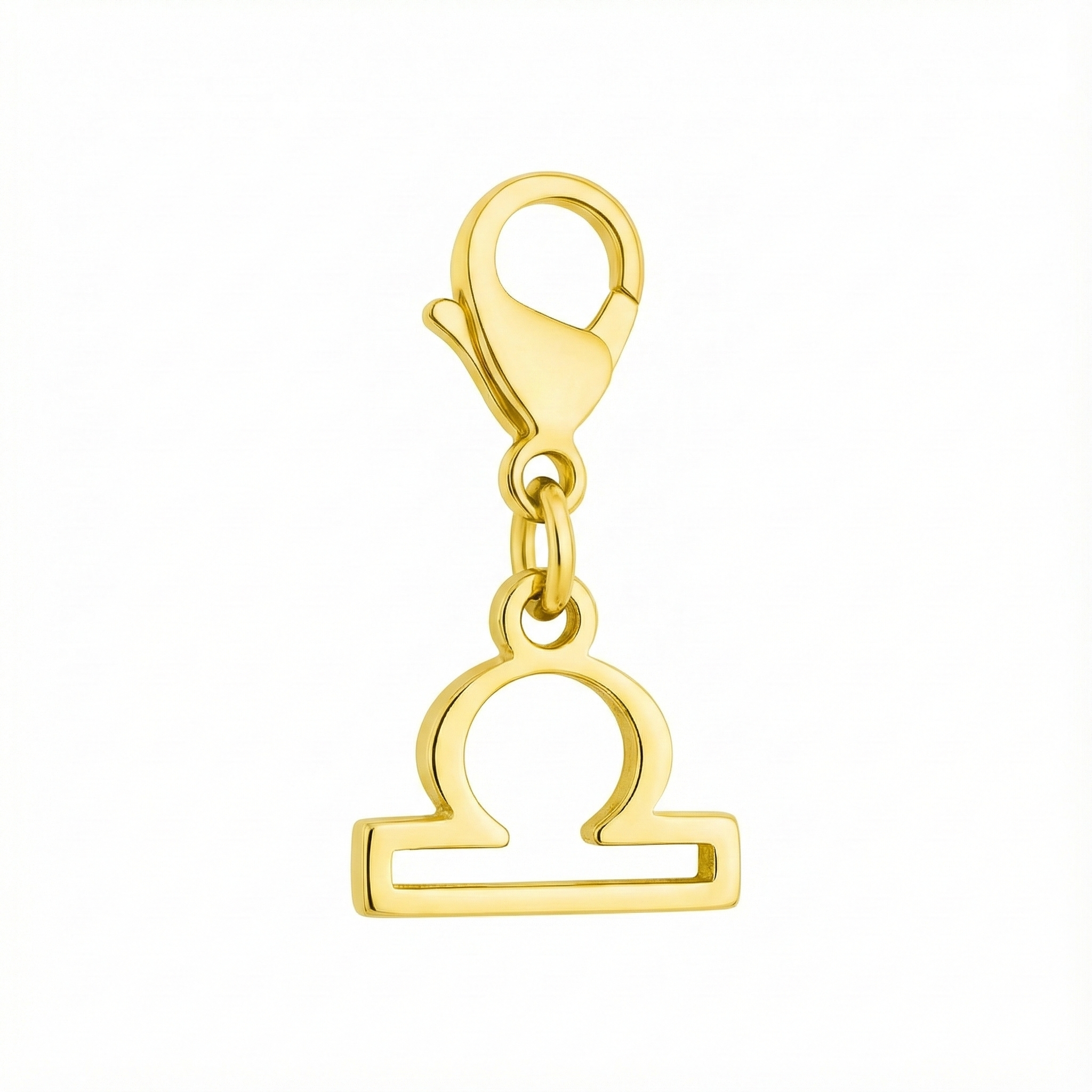 Libra zodiac charm in 18k gold featuring the precise GLIIM clip in clean product photography style.