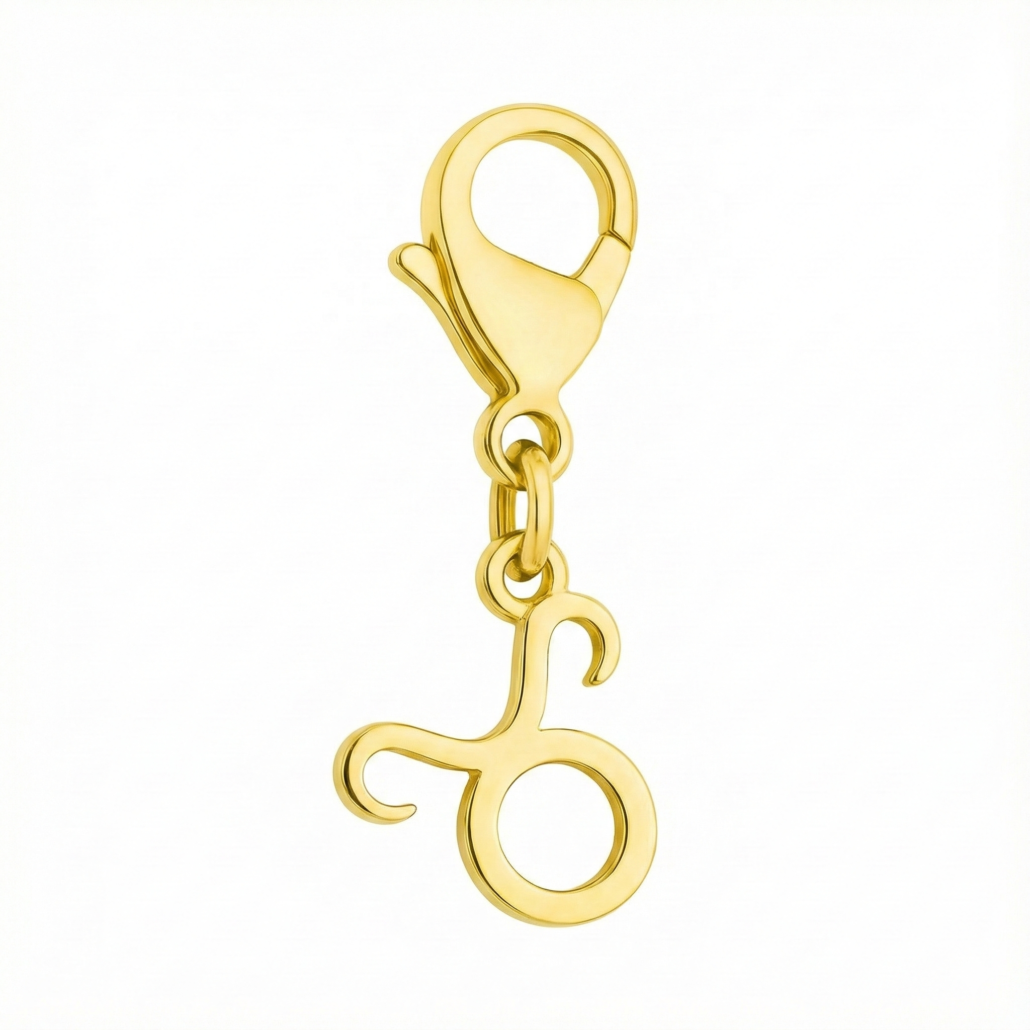 Taurus zodiac charm in 18k gold with precise GLIIM clip, displayed as a clean e-commerce product.